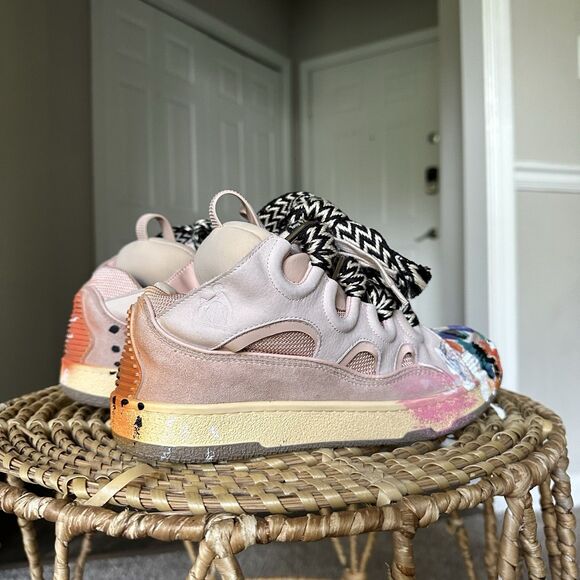 Lanvin Curb Gallery Department Paint Sneakers Pink Multi 29962969 Size 39 - Picture 4 of 16